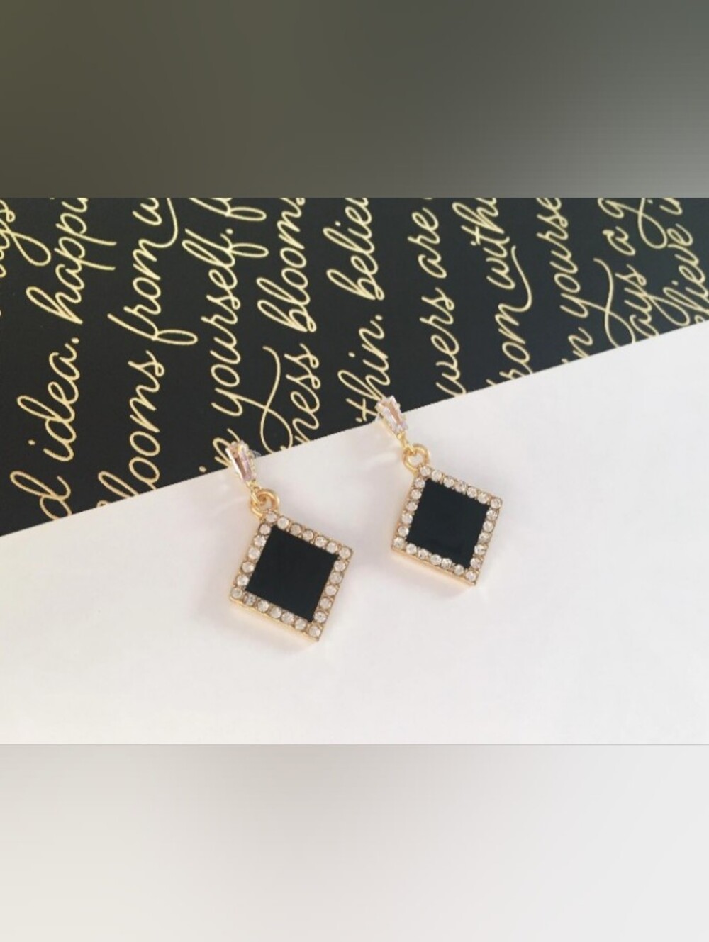 $8 Each Or Bundle 5/$20 - Gold-Tone Black Diamond Shaped Earrings